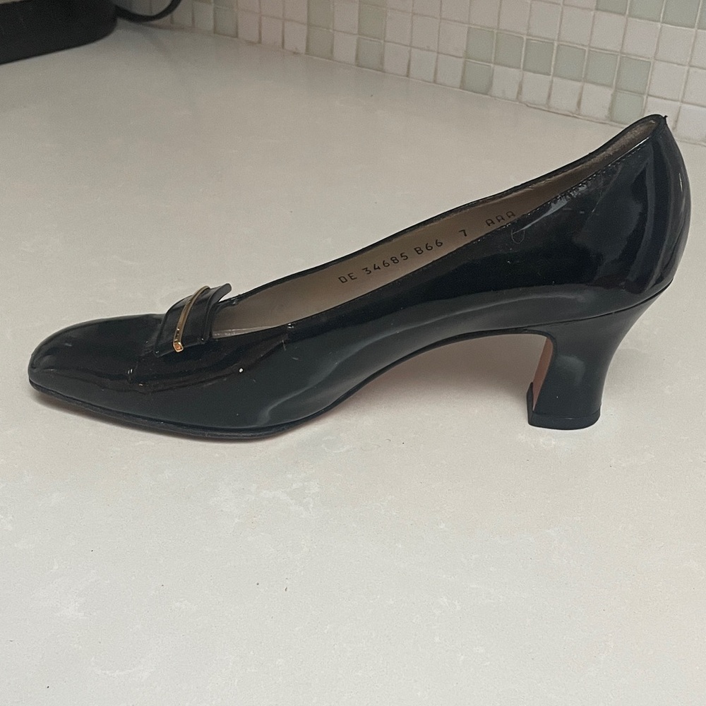 Salvatore Ferragamo Narrow  Black Patent Leather Heels - Picture 3 of 4